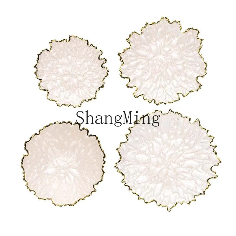 

DSA Phnom Penh Glass Fruit Plate Creative Western Dessert Plate Household Simple Light Flat Plate Tableware