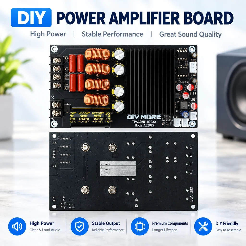 TPA3255 Amplifier Board Dual Channel 315W+315W High Power Class D Audio Module for DIY Speakers Home Theater DC 24V-50V