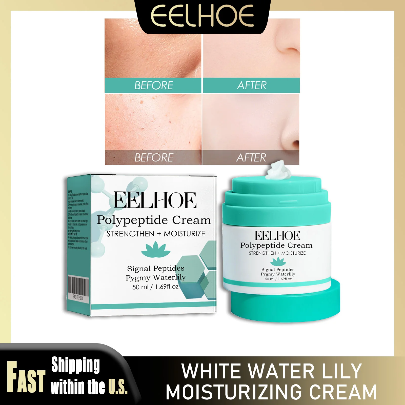 

EELHOE Крем для кожи белого лотоса 50 мл Fade Dark Spot Сужение пор Глубокое увлажнение Отбеливание Контроль жирности веснушек Ежедневный уход за лицом