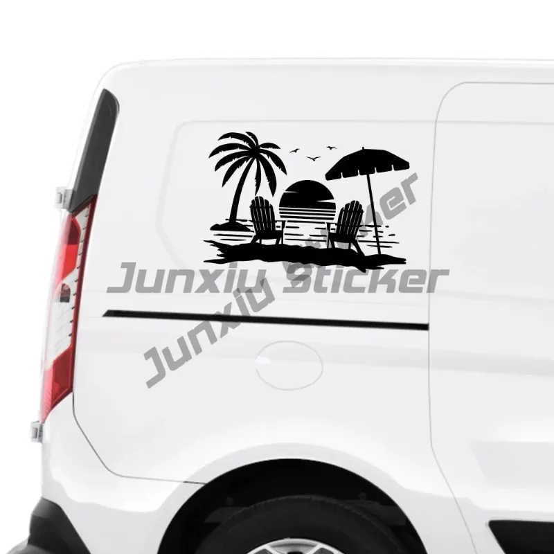 

Palm Tree and Beach Camping Wall Sticker for Camper Van SUV Motorhome Decoration Caravan RV Decor Decal Accessories Car Sticker