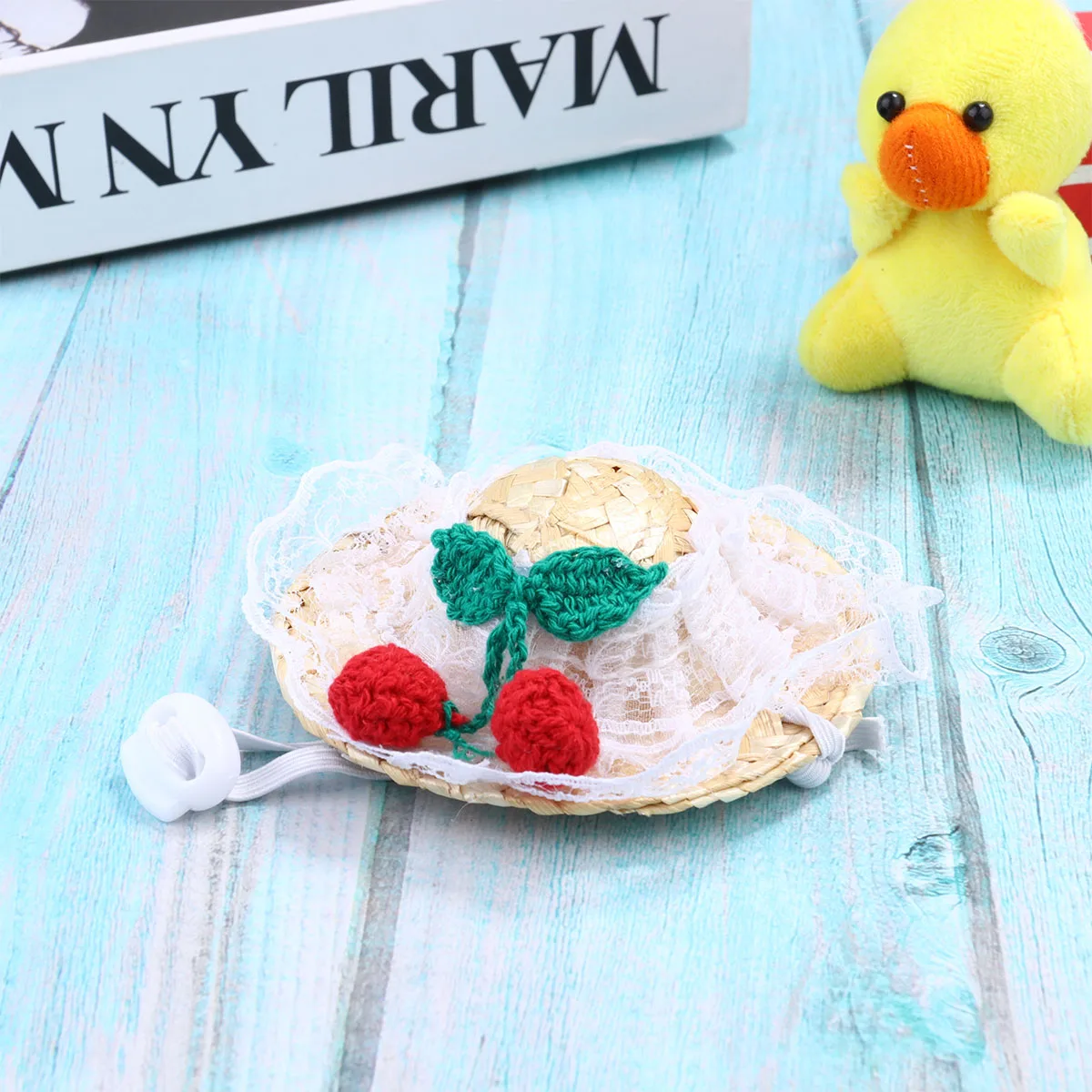 

1Pcs Pet Straw Hat Soft Comfortable Cat Straw Woven Hat Photo Prop Party Wear Daily Use Size Xs White Lace Pattern