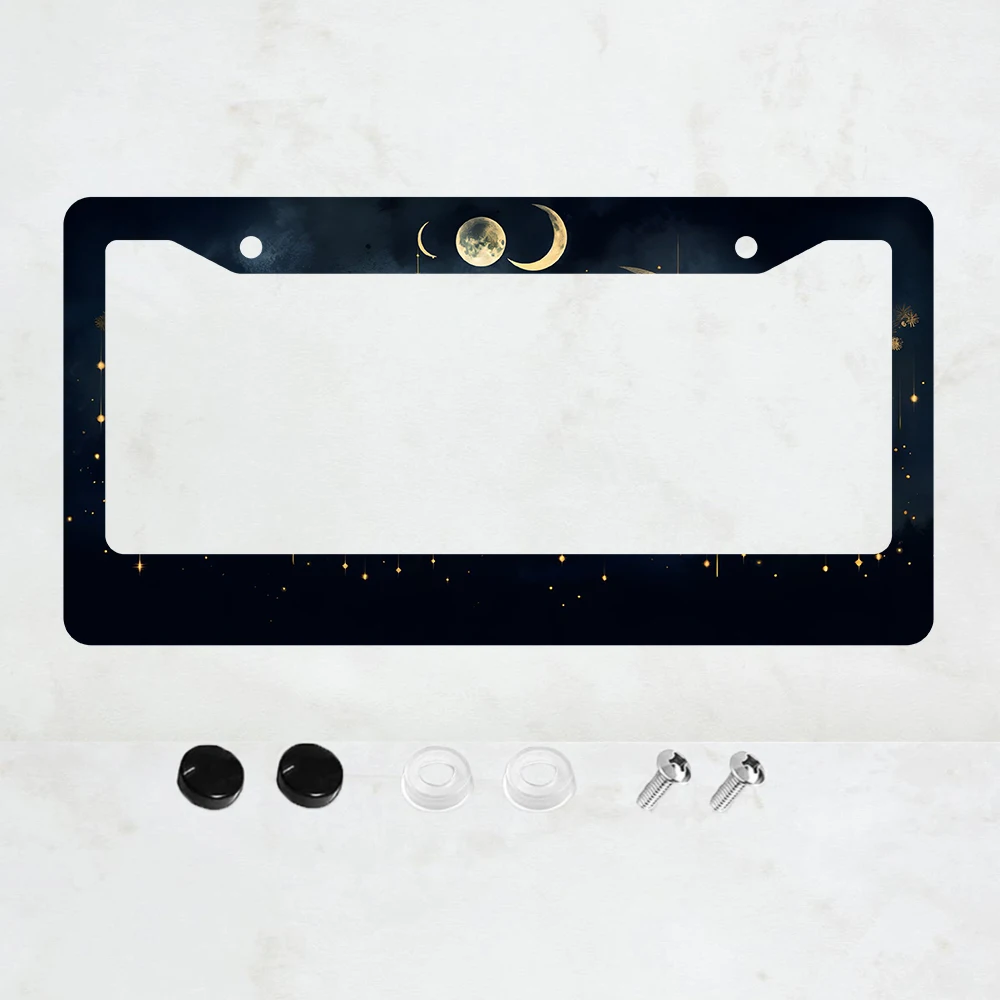 

2D ночное небо Алюминиевая металлическая крышка рамки номерного знака, креативный держатель номерного знака, другие металлические материалы, 6x12 дюймов