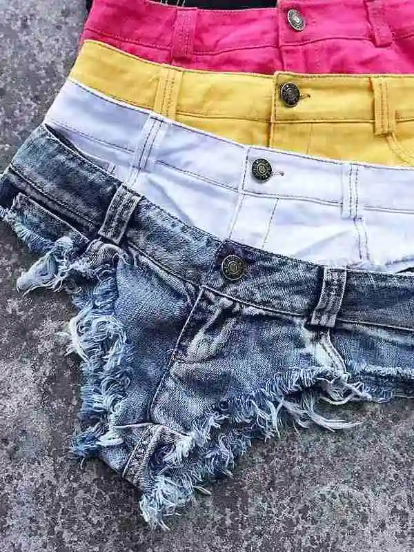 

Qisin 2024 Women's Sexy Low Waist Hole Tassel Denim orts Cleanfit Sle High Waist PU Fabric mid Stretch for Middle-aged Women