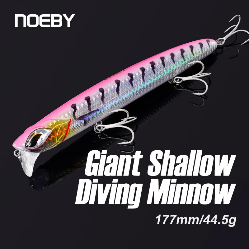 

Noeby-Shallow Diving Lure, Floating Minnow Fishing Lures, High Buoyancy, Surface Layer, Hard Baits, Fishing Tackle, 177mm, 44.5g