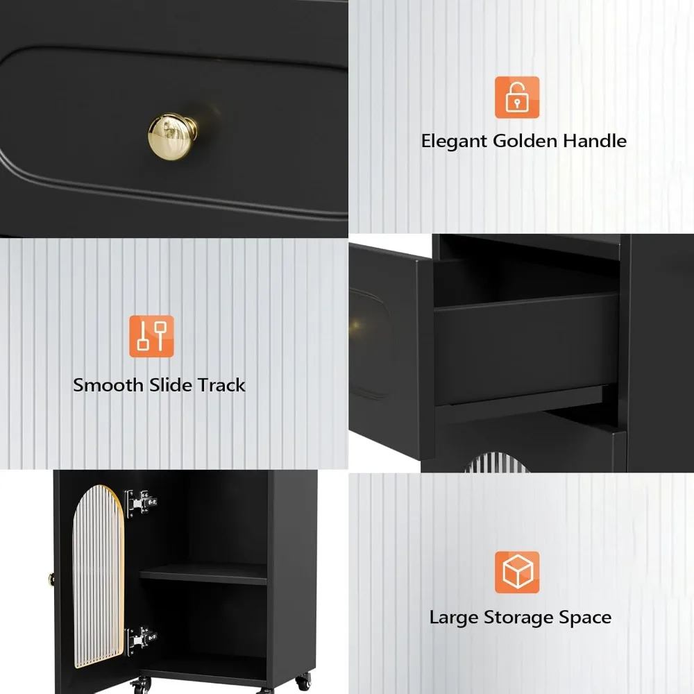 عربة صالون بعجلات، عربة تجميل دوارة من 3 طبقات مع باب زجاجي وحامل مجفف، محطة تصفيف شعر متنقلة للحلاق