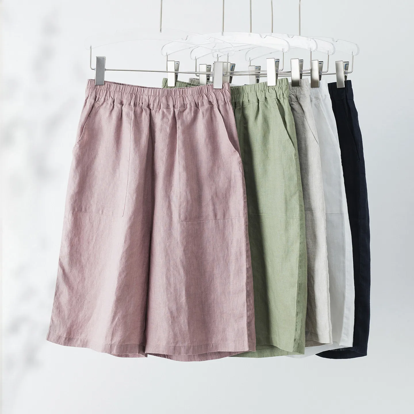 

Dave&Di Loose Straight Leg Five Quarter Pants Han Ma Washed Artistic Japanese Casual Versatile Wide Leg Mid Length Pants