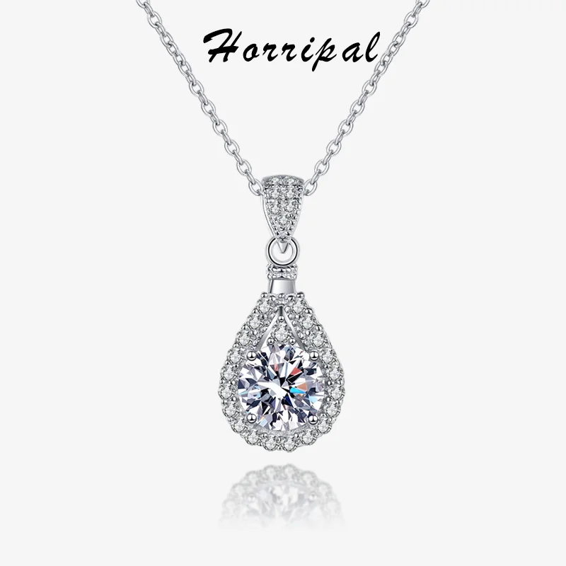 

1-5CT Moissanite Pear Pendant Necklace for Women S925 Sterling Silver Full Diamond with GRA Certificate Adjustable Chain Jewelry