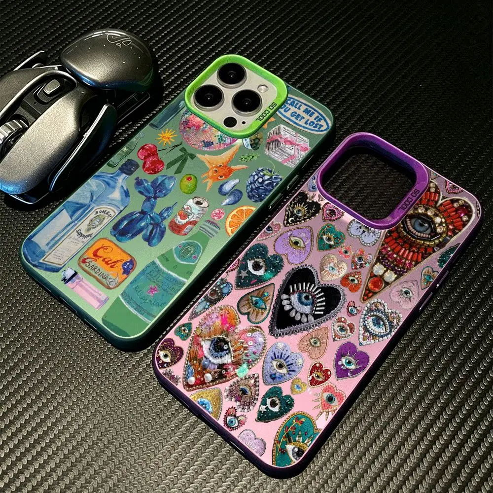 Splicing Art Eyes Phone Case for Samsung Galaxy A56 A55 A54 A53 A52 A26 A17 A16 A12 A07 A06 4G 5G Silver Hard Cover