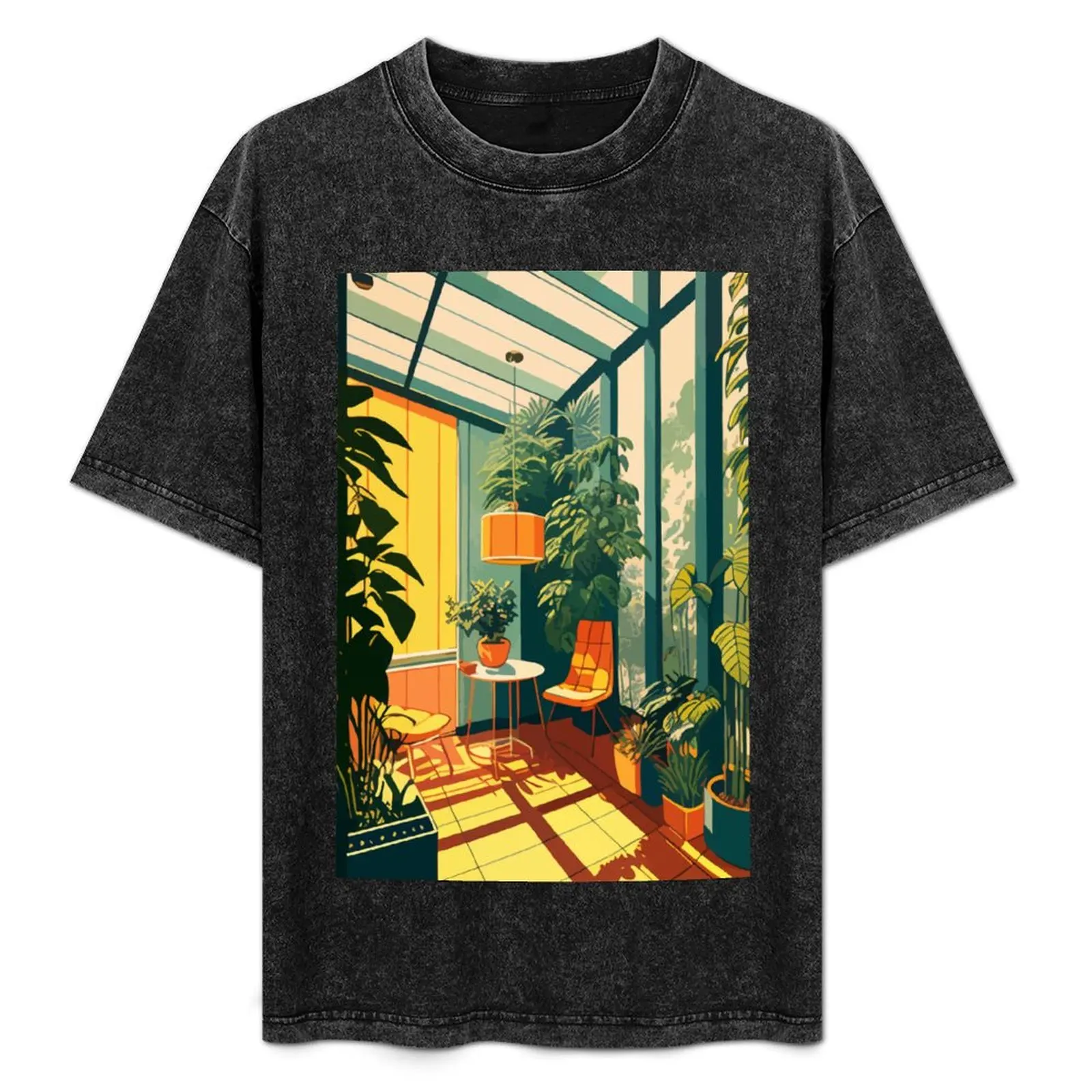 

Vintage Sunroom with Plants T-Shirt boys whites summer clothes anime sublime Men's cotton t-shirt