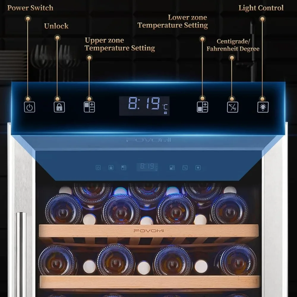 Weinkühlschränke, 57 Flaschen Weinkühlschrank, freistehender Weinkühler-Kühlschrank, (Bordeaux 750 ml) Dual-Zone-Kompressor