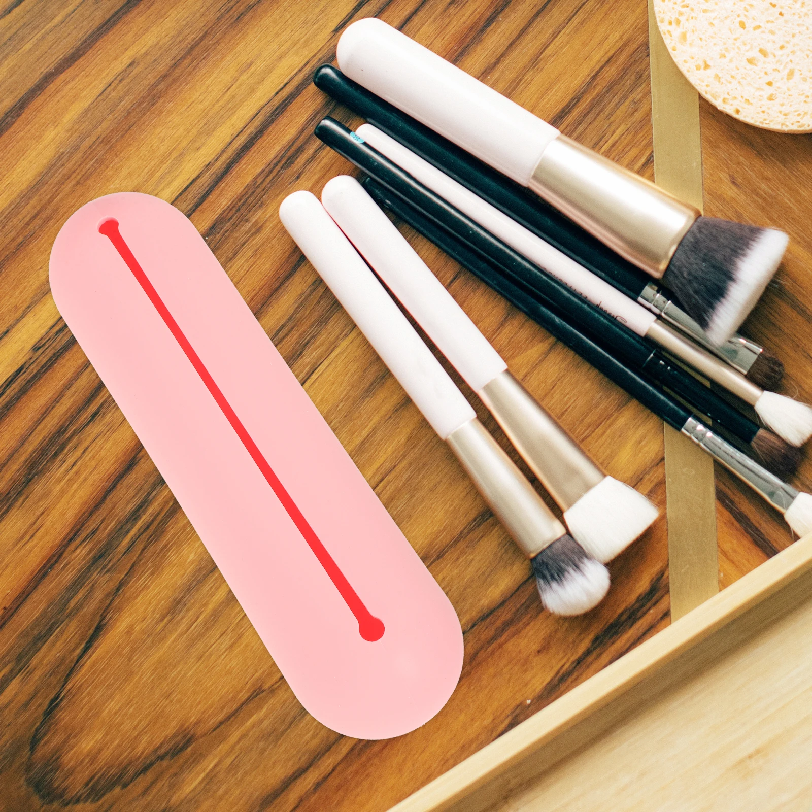 

Portable Makeup Brush Case Travel Organizer Silicone Storage Holder For Eyeshadow Tools Small Foldable Makeup
