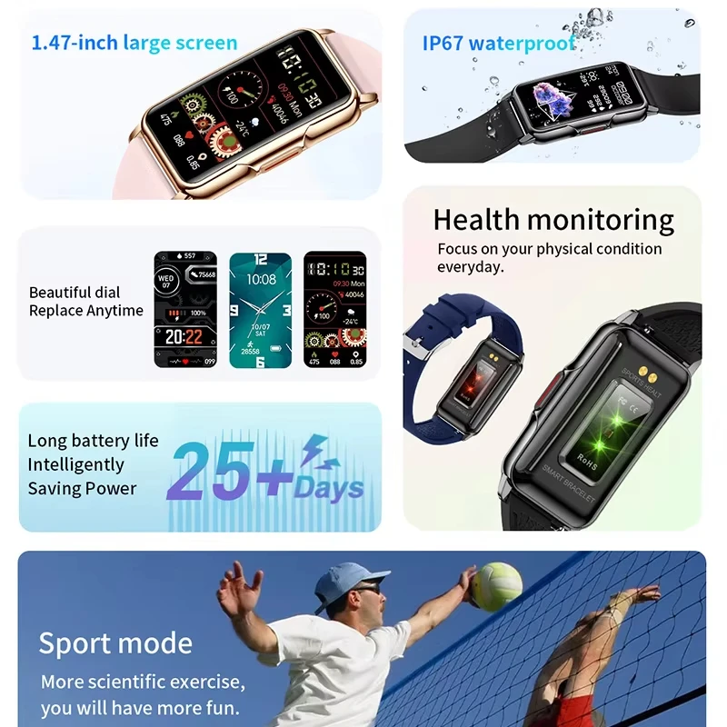 LIGE Women Smart Watches For Android IOS ECG Heart Rate Monitor Smart Bracelet Men Waterproof Sports Fitness Smartwatches Ladies