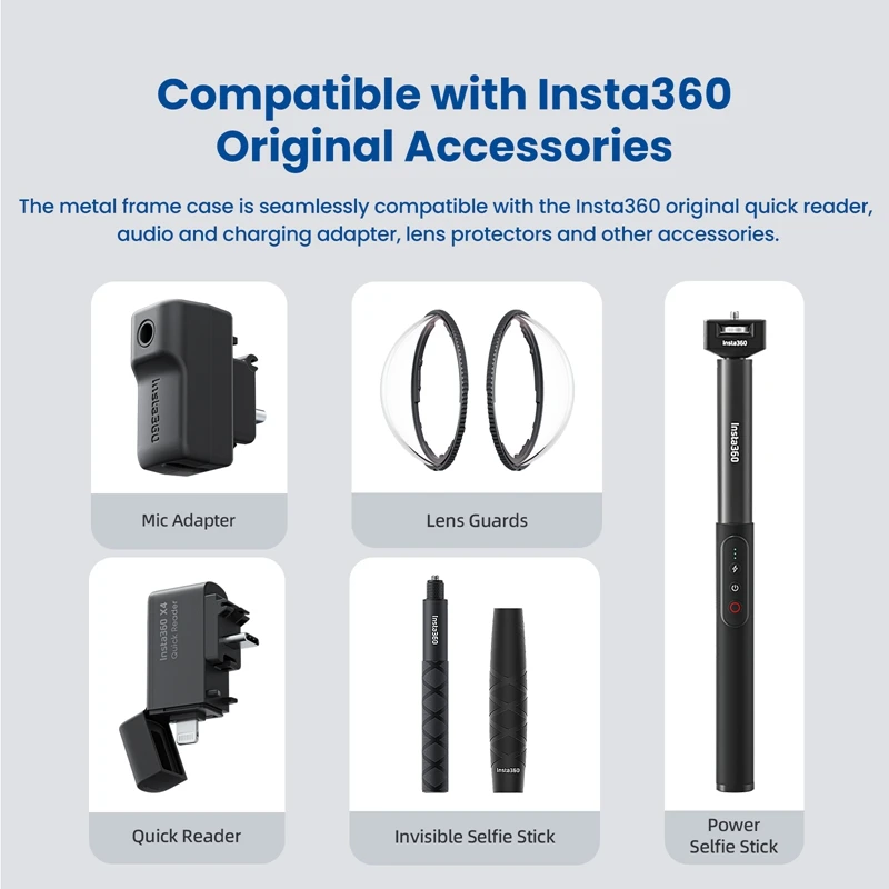 Per Insta360 X4 custodia con telaio in metallo luce staffa di fissaggio per microfono protezione per copriobiettivo in Silicone accessori per montaggio adattatore