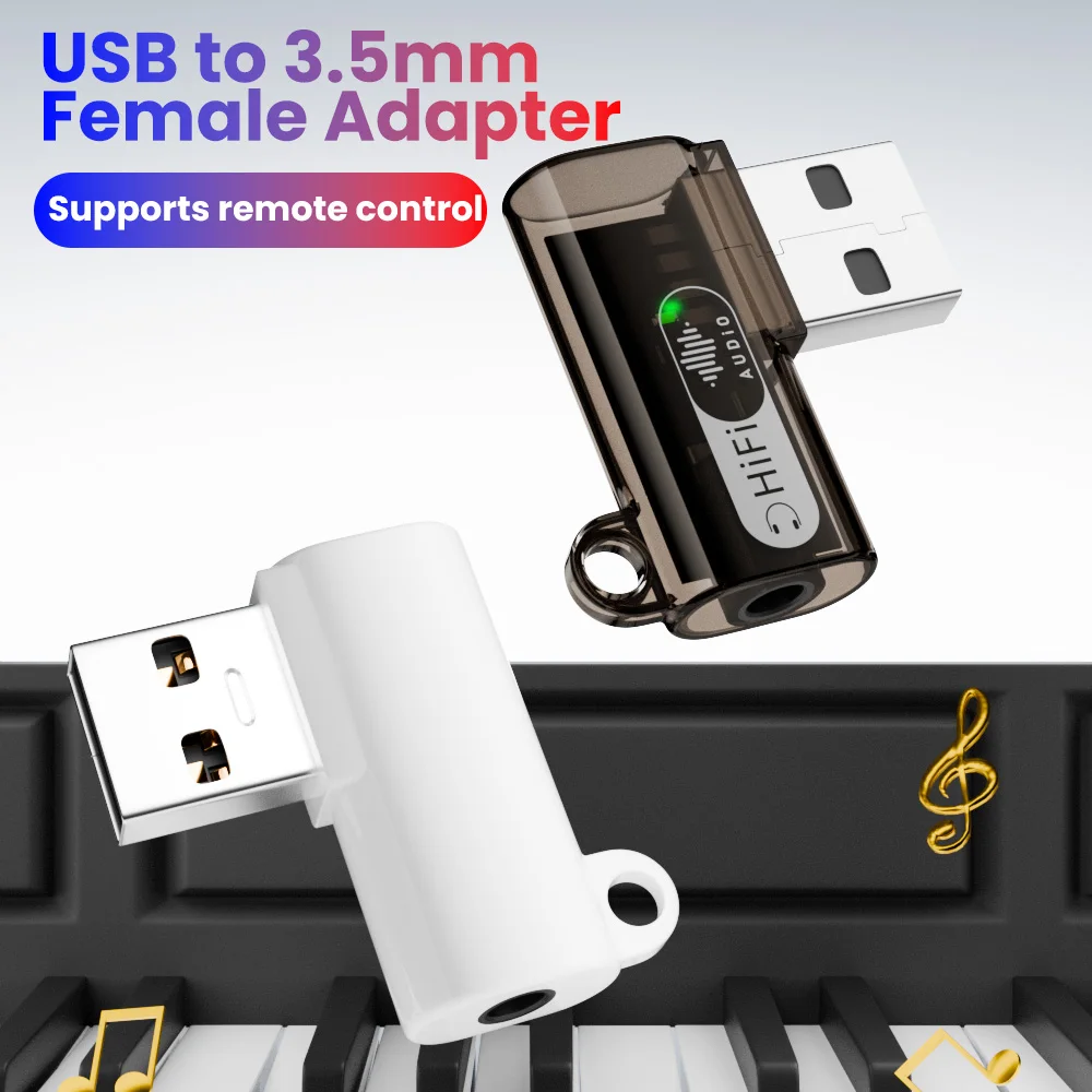 90° Elbow USB To 3.5MM Headphone Adapter USB A Male To 3.5MM Jack Female Converter For Cell Phone Laptop Tablet Audio Adapter