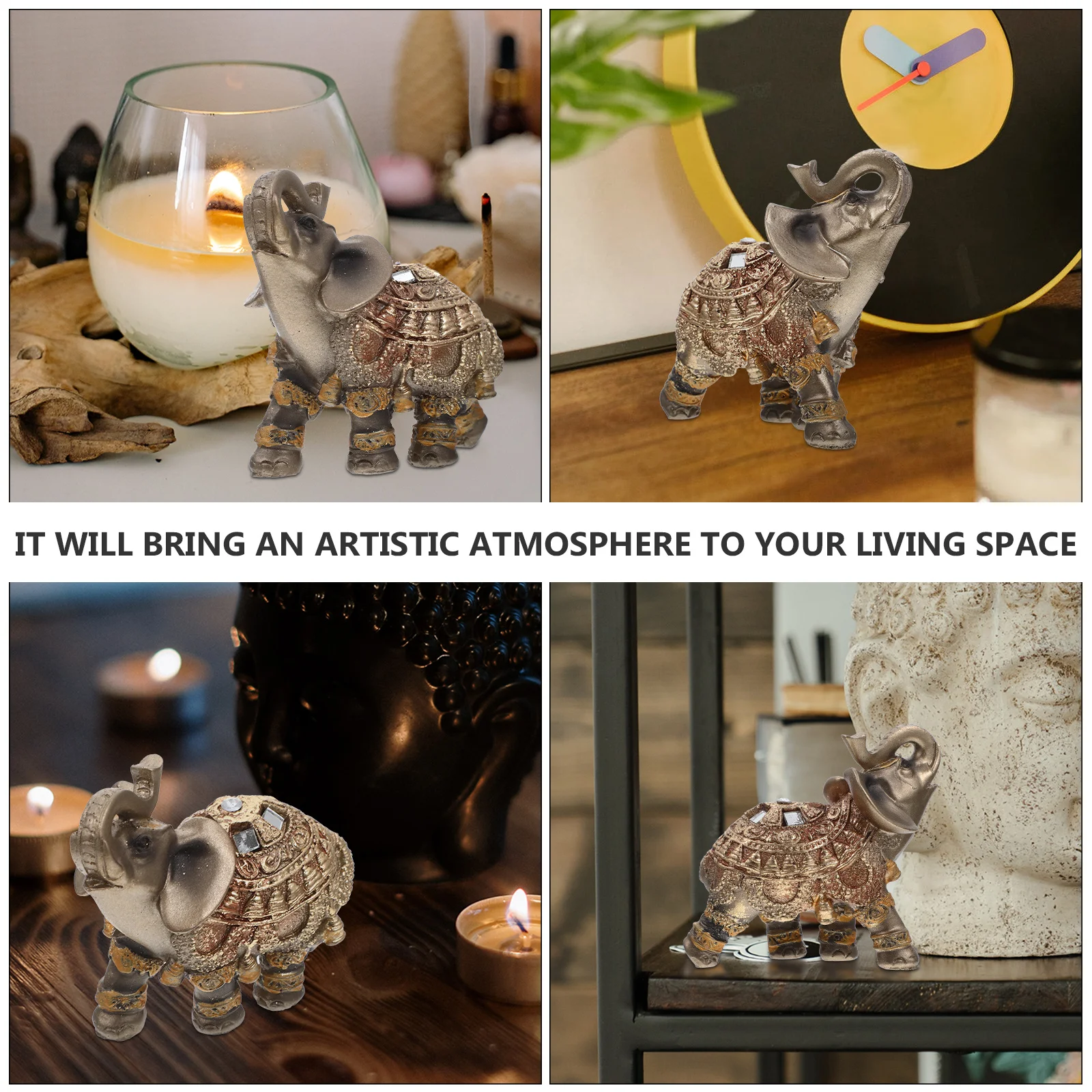 

Premium Resin Elephant Statue Home Decor Vintage Style Desktop Ornament for Living Room Study Bar Indoor Decoration Art Piece