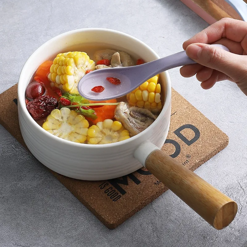 1Pcs Wheat Straw Spoon Dinner Spoons Portable Cereal Soup Spoon Reusable Multicolor Lightweight Durable Spoon Dinnerware