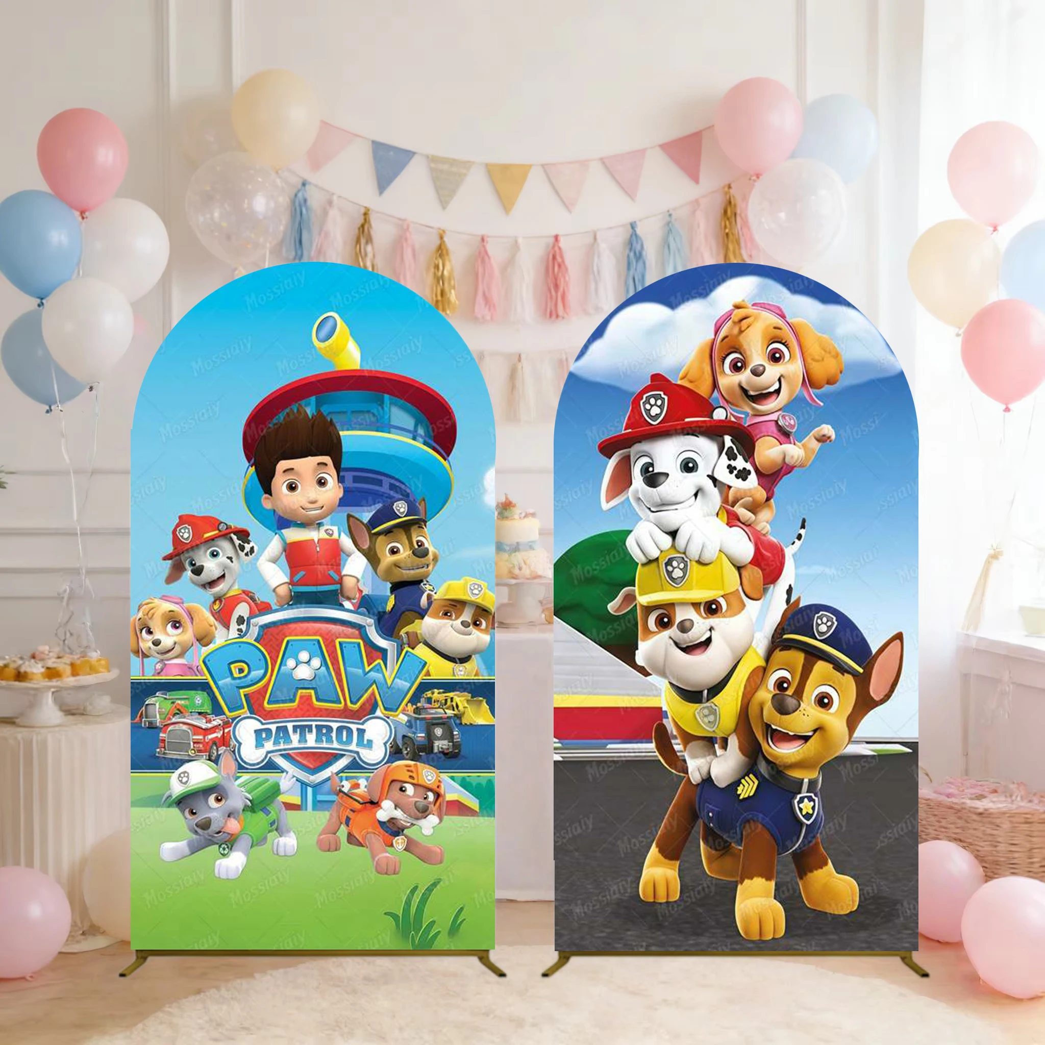 Fondo de Fotografía con Arco Temático de Patrulla Canina, Decoración para Fiestas de Cumpleaños Infantiles, Baby Shower, Pancarta Arqueada para Pared