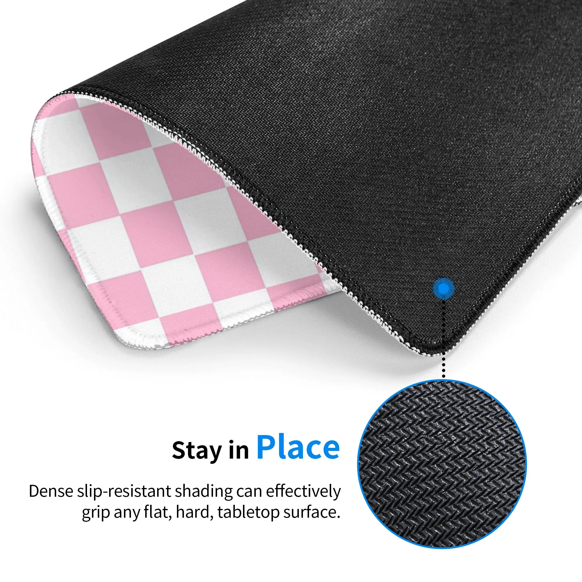 Pink And White Checkerboard Mouse Pad Computer Keyboard Mouse Mat Gaming PC Laptop Desk Mat Office Accessories Table Mats