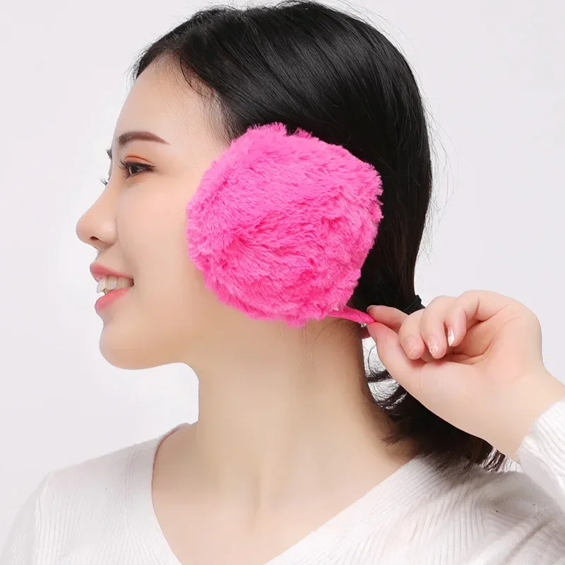 Winter Warm Ear Muffs Girl Fluffy Fold Burger Shape Children Headphone Earmuffs Soft Cashmere Solid Cute Warmer Fake Fur Earlap