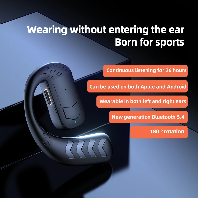 

T30 Bluetooth Earphone Ear Clip on Wireless Earbud For Universal Phone HiFi Stereo Noise Reduction Headset For Drive/Sport/Music
