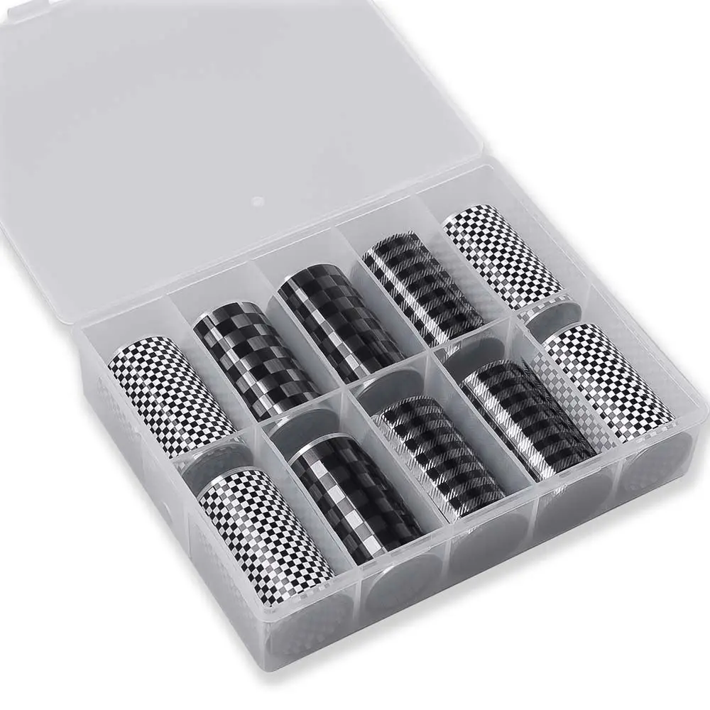 Black Lattice Maniküre Schwarz Weiß Lattice Schachbrett Nagelaufkleber Nail Art Dekorationen Nail Art Aufkleber Nagelfolien