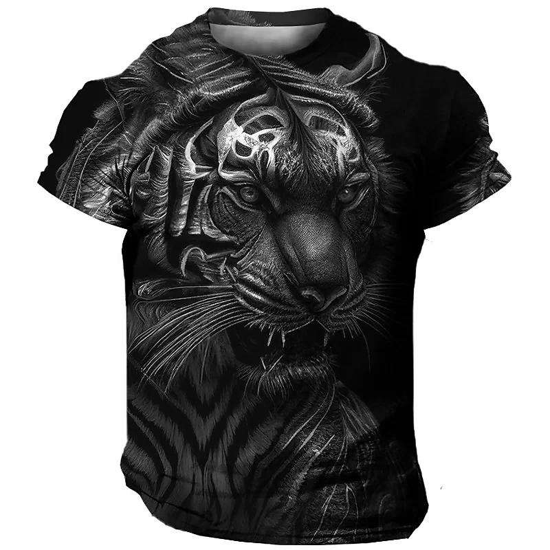 Oversized Men\'s T-Shirt 3D Tiger Print Tees Tops Summer Casual Mens Animal Pattern T Shirt Streetwear Quick Dry Fashion Clothes