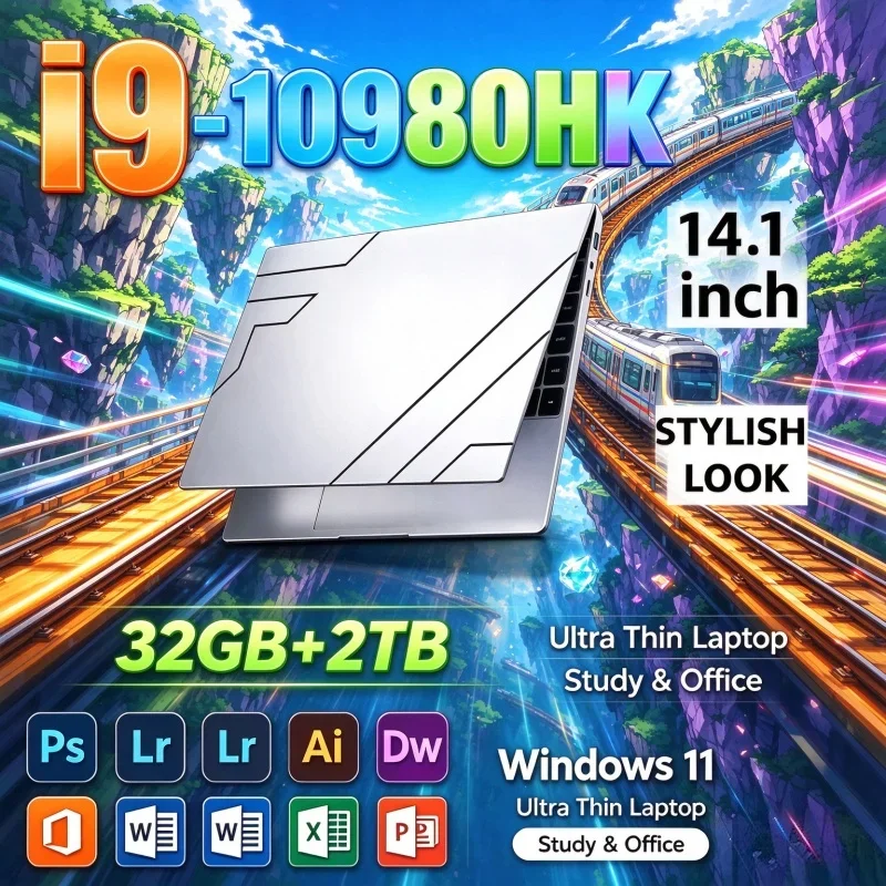 Intel Core I9 10980HK Heavy Duty Laptop 14.1" 32GB RAM 2TB SSD Gaming PC Office Study Computer PC Windows 11 1920x1080 HD