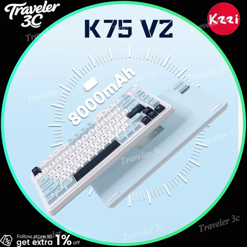 

KZZI K75 V2 Three Mode Customized Mechanical Keyboard Wireless Bluetooth Wired Gaming Keyboard 82 Keys RGB Light Hot Swap PC