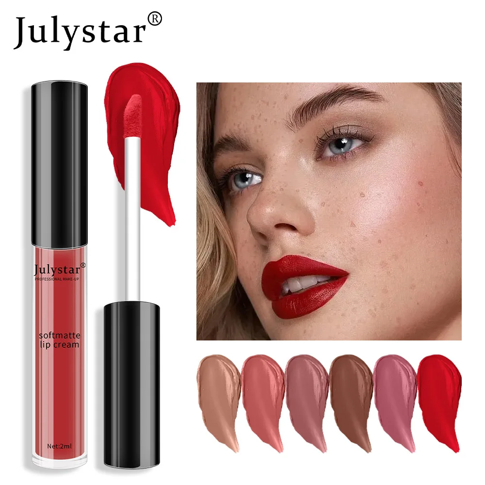 Julystar Lippenstift Rood Fluwelen Lippenstift Mistige Matte Lippenstift Lip Glazuur Make-Up Voor Vrouwen Cosmetica Lipgloss Tint Vloeibare Lippenstift