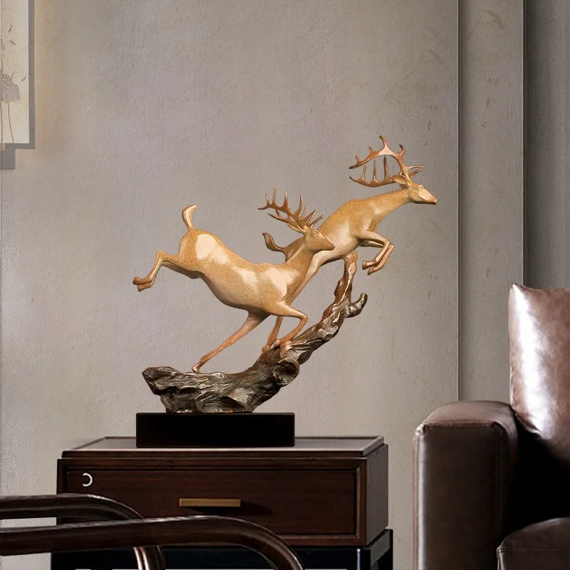 Koperen herten messing herten ornament, elanden ambachten huis woonkamer, entree wijnkast kantoor decoraties opening geschenken