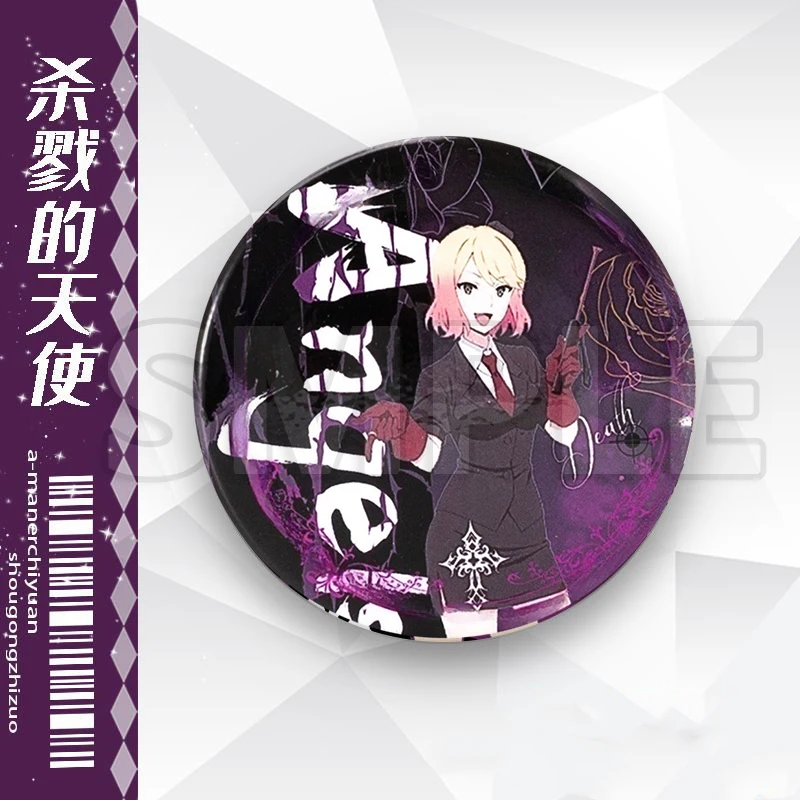 Figuras de fantasía de acción COS Anime ángeles de la muerte Rachel Isaac Foster Eddie insignia de hojalata de dibujos animados juguetes de regalo de Navidad para niños