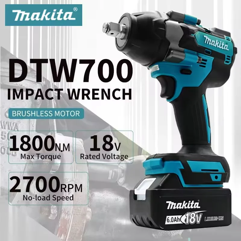 

Makita DTW700 18V 1800N.m brushless electric wrench Cordless drill screwdriver High torque electric tool Torque wrench