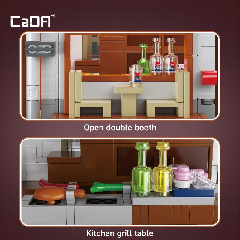 Cada MOC Japanese City Street View Yakitori Style Izakaya Building Blocks Yakitoriya House Children Toy for Gifts