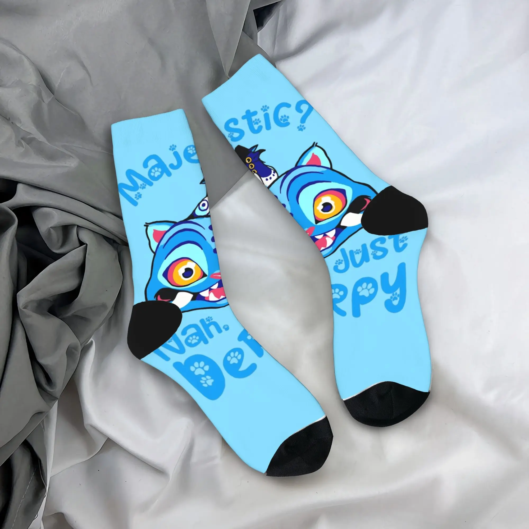 

Kpop Demon Hunters Derpy Blue Cat Socks Autumn Stockings Fashion Unisex Men Breathable Socks Design Skateboard Anti Socks