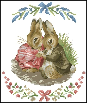 Cross Stitch Kits, Counted Canvas, DIY, Embroidery, Peter Rabbit, 14CT, 4-26-29