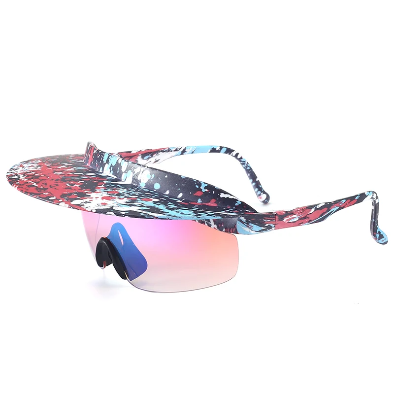 Cross border new large frame cycling glasses for men womenfashionable and colorful hats personalized brim sunglasses MZ01