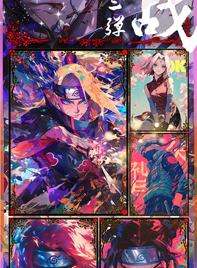 New Naruto Wave 3 B5 Collection Card Ninja Village War Anime Uzumaki Uchiha Sasuke Haruno Sakura Collection Cards Kid Toy Gift