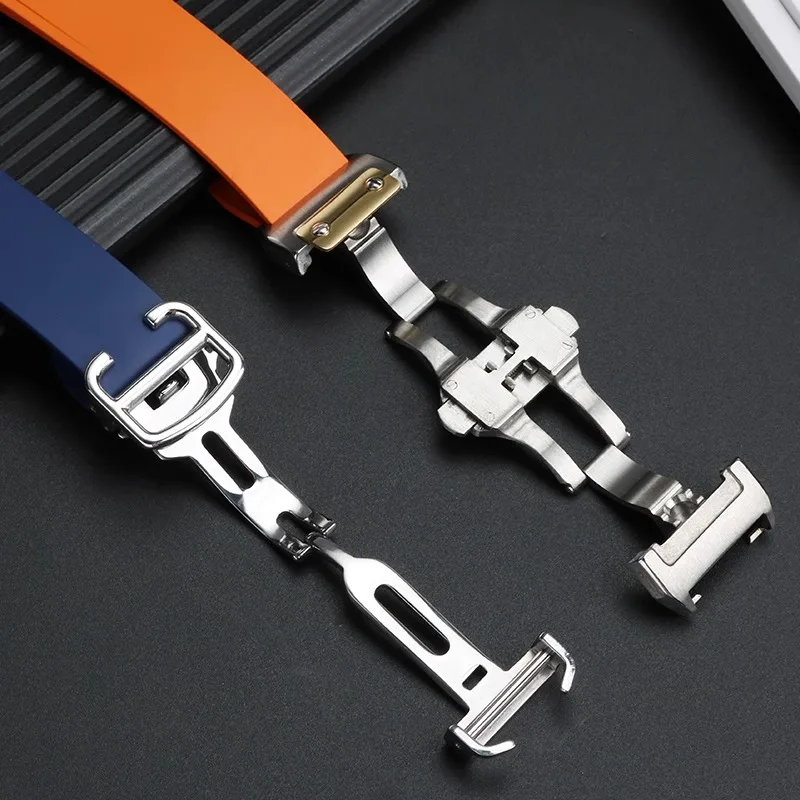 حزام ساعة fluorubber لكارتييه جديد سوار ساعة سانتوس متوسط سريع من المطاط الفلور سوار 21 الافراج عن الرجال