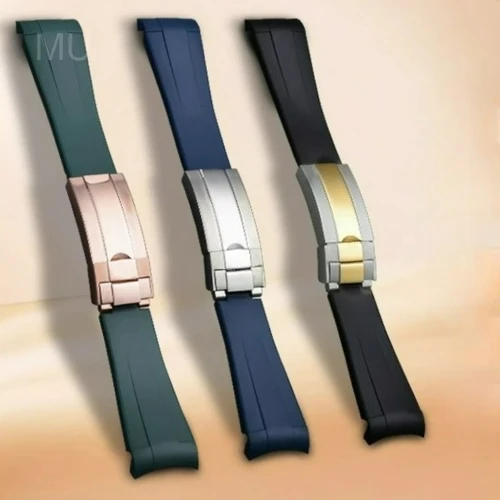 Para accesorios de reloj de silicona Rolex Original GMT negro Submariner verde Submariner interfaz curva correa de reloj 20 21mm