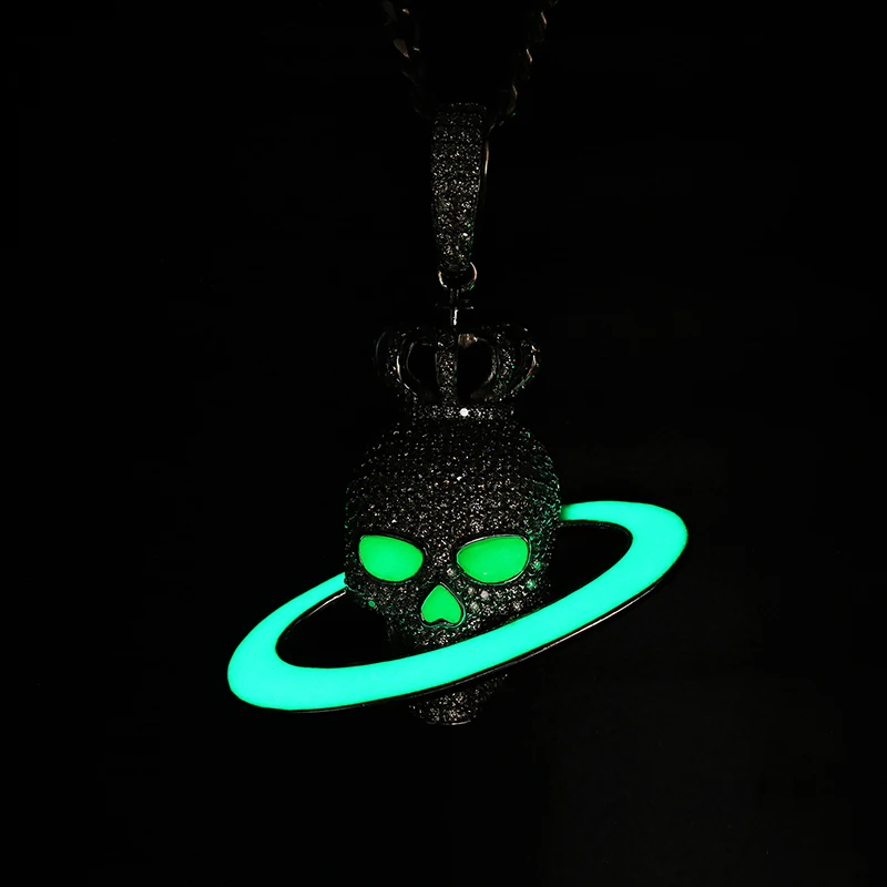 TUHE High Quality Unisex Moissanite Skull Pendant For Men Women 925 Silver Hip Hop Jewelry Gift