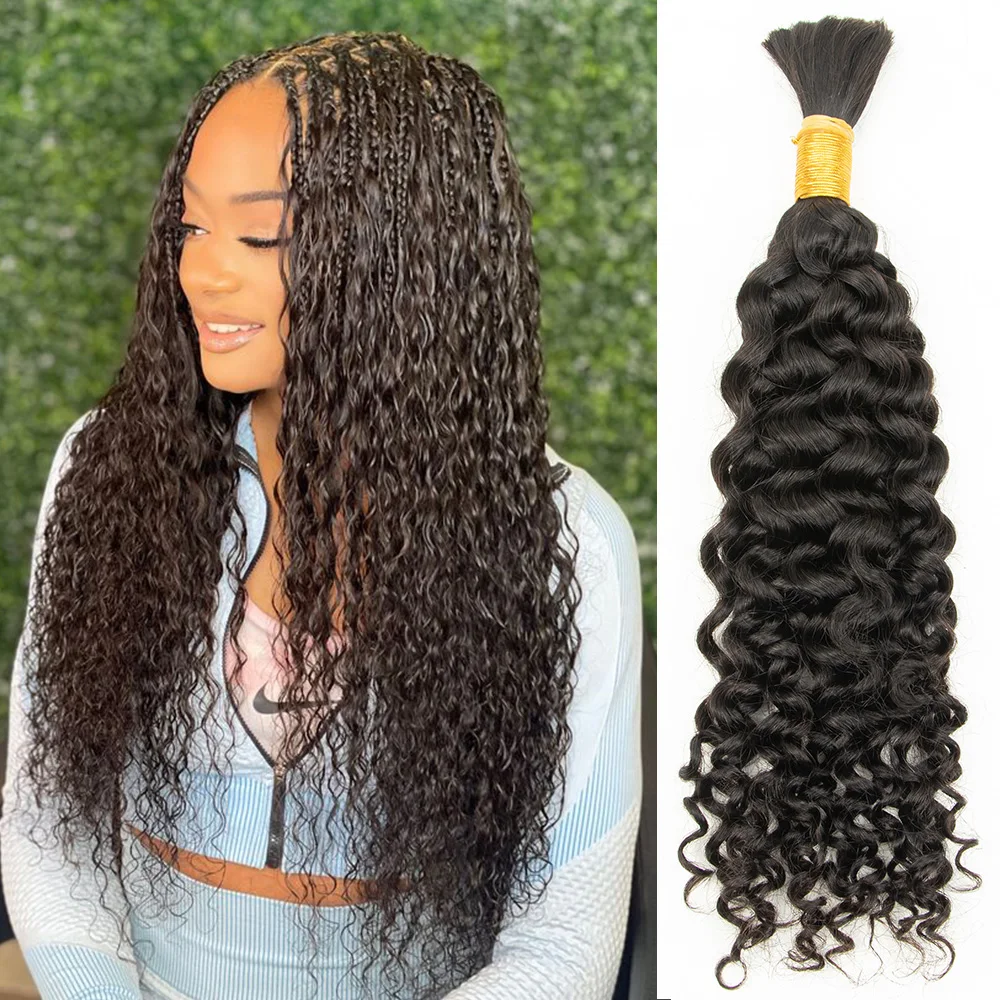 Onda de água em massa cabelo humano para trança sem trama boho tranças extensões de cabelo humano cru para tranças mulheres em massa cabelo de
