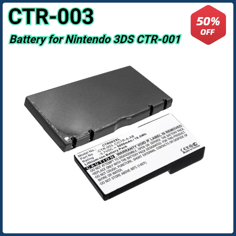 

5000mAh Game Console Battery for Nintendo 3DS CTR-001 N3DS MIN-CTR-001 CTR-003 C/CTR-A-AB CTR003XL Replacement 3.7V Bateria