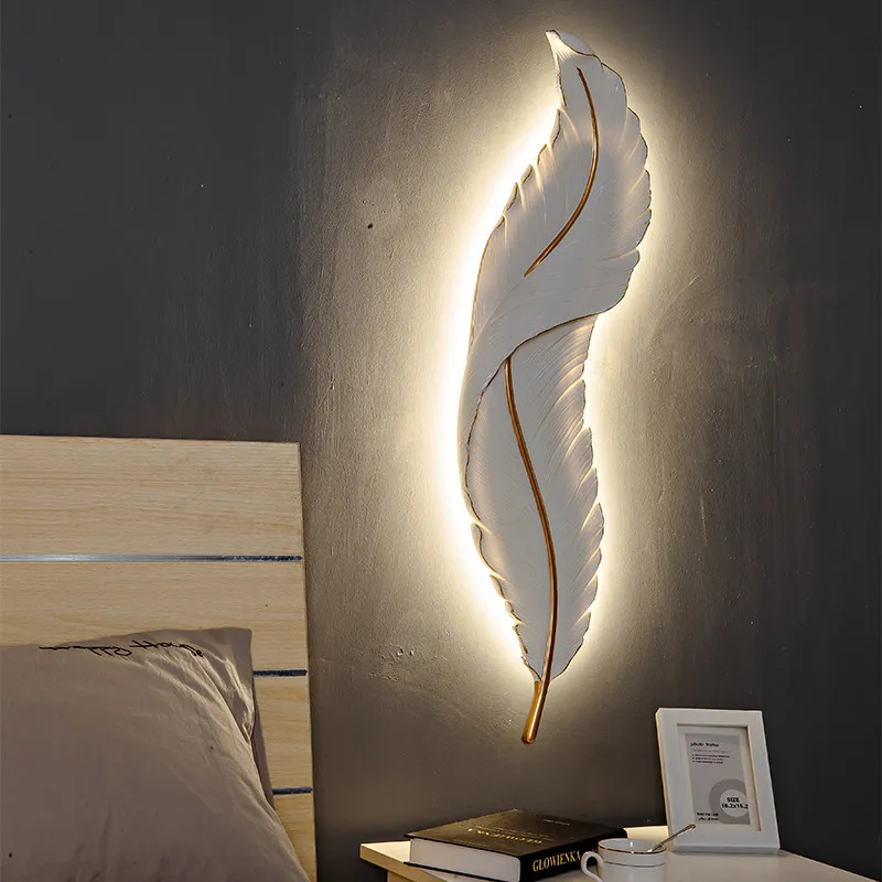 

Nordic Minimalist And Luxurious Creative Feather Wall Lamp For Living Room And Bedroom Bedside Lamp Interior Lighting Fixture