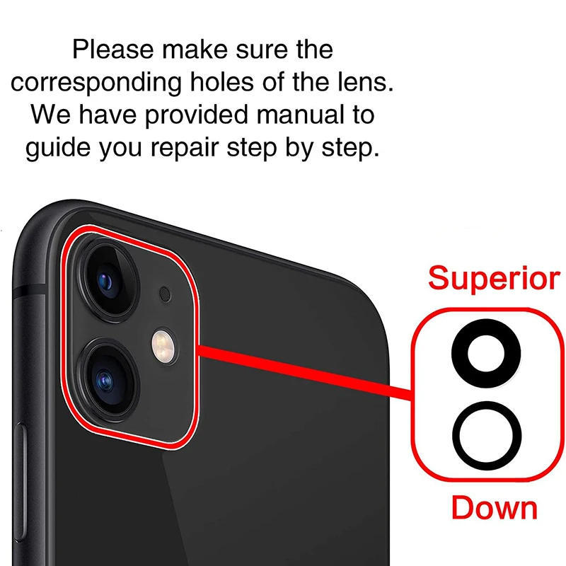 1 Set Back Camera Glass Lens with 3M Adhesive for iPhone 6 6s 7 XR Xs 11 12 13 Mini Pro Max Rear Camera Cover Lens + Repair Kits view 4