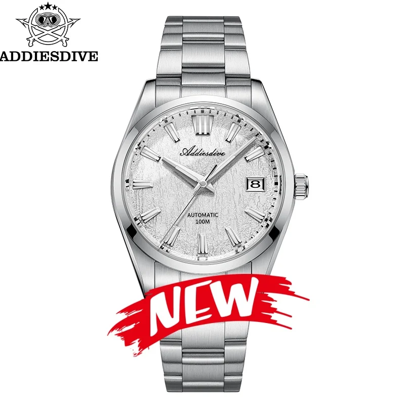 

ADDIESDIVE 39mm Men Dress Watch 10Bar Waterproof 3D Bark Dial BGW9 Super Luminous Sapphire Crystal Automatic Mechanical Watch