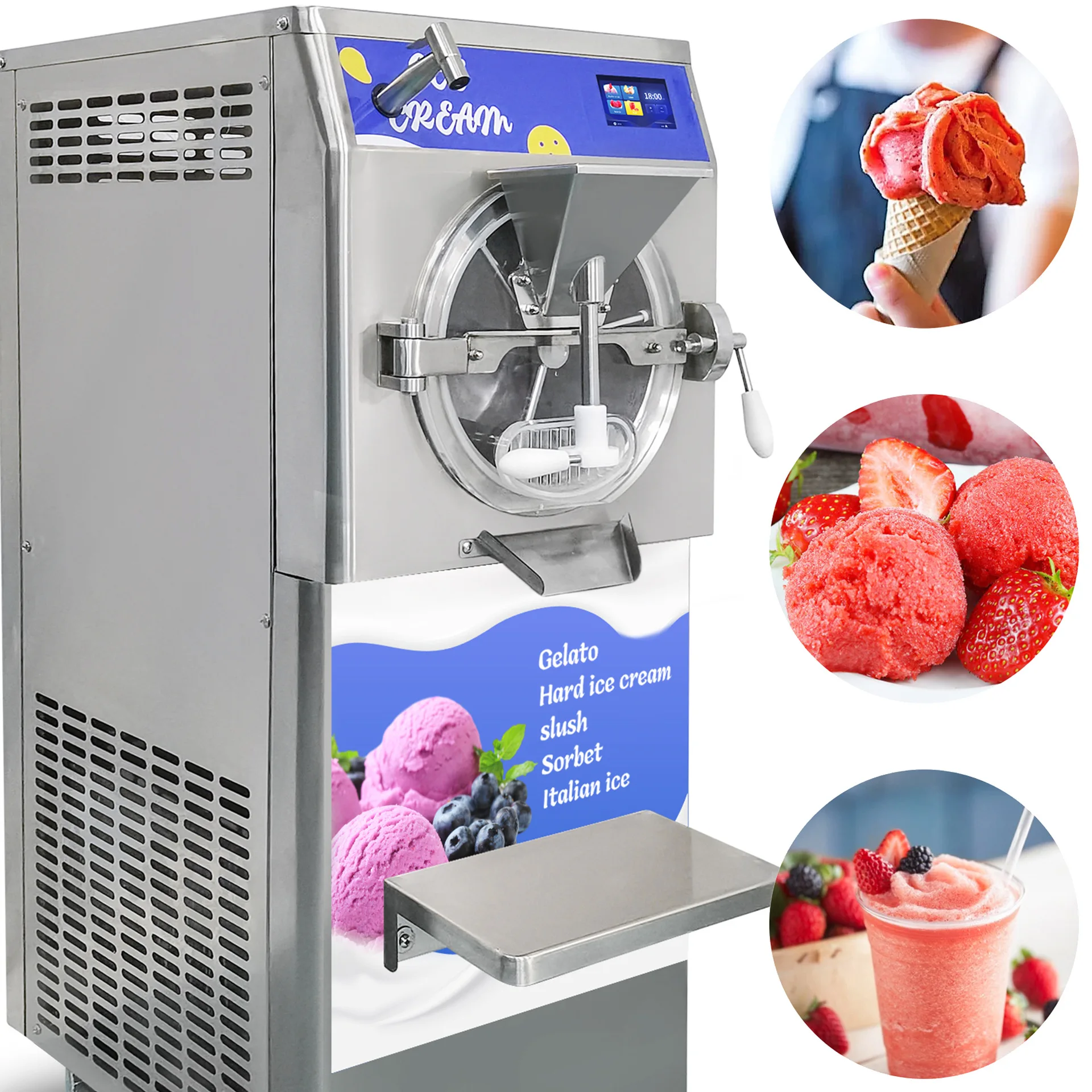 10 Program 56L/H Artisan Italian Ice Cream Maker Gelato Batch Freezer Commercial Hard Ice Cream Machine