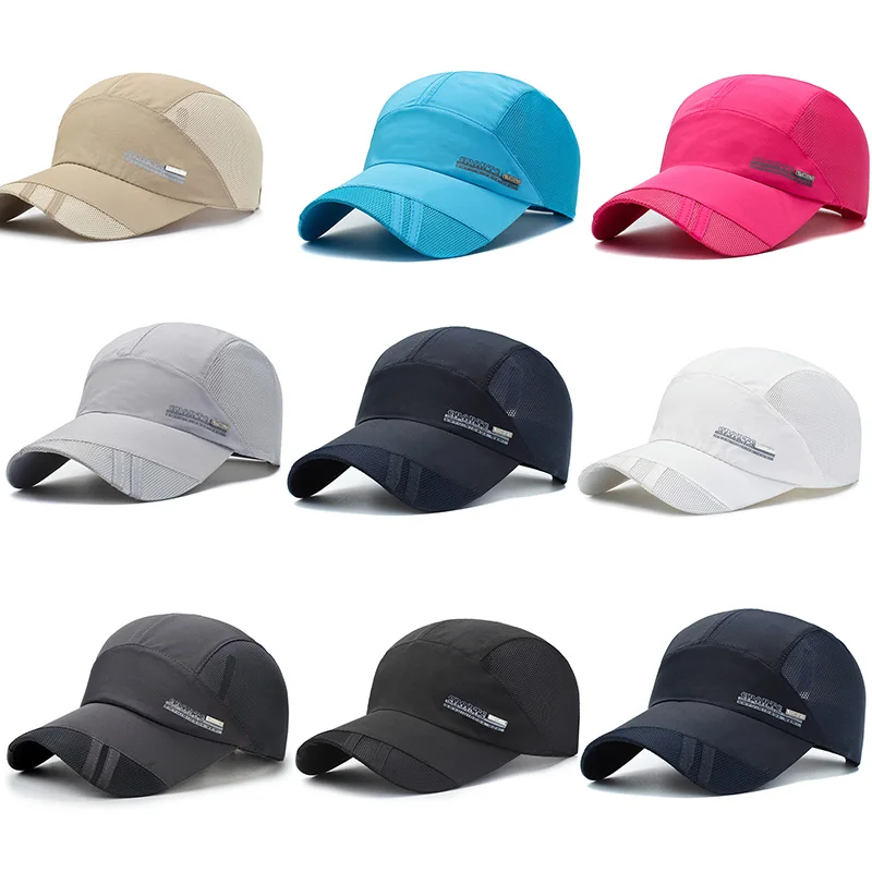 Atmungsaktive Baseballkappen für Männer und Frauen, Sommer-Halb-Mesh-Schnelltrocknender Sonnenhut, Unisex, Sonnenschutz für den Außenbereich, verstellbare Sportkappe