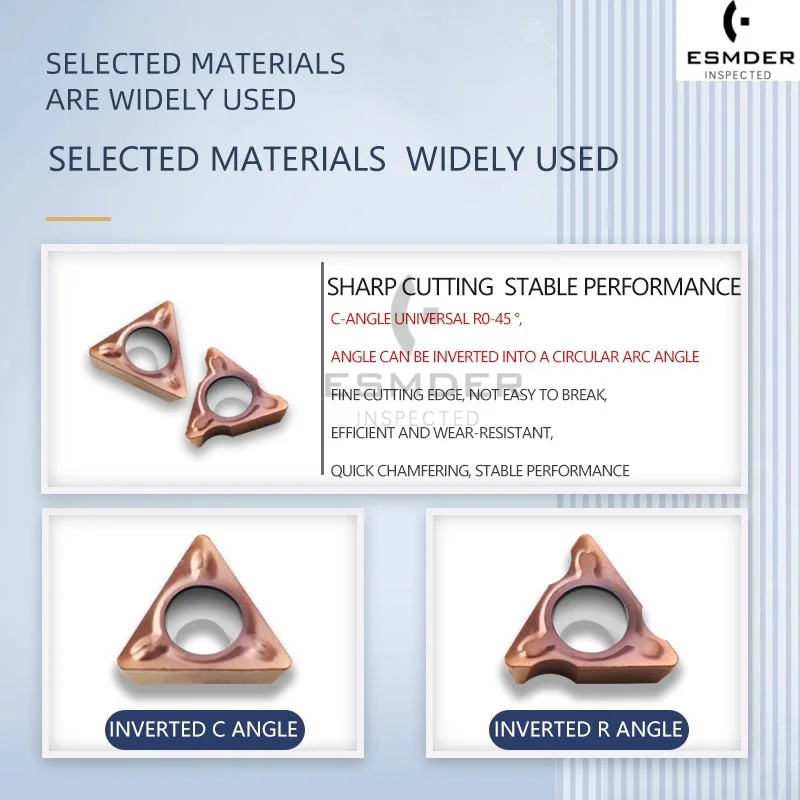 TPMT080204N-SU TPMT080204 R1 R1.5 R2 R3 Pneumatic Chamfering Machine Blades Inverted C/R Angle Carbide Inserts For Ceramics AL M