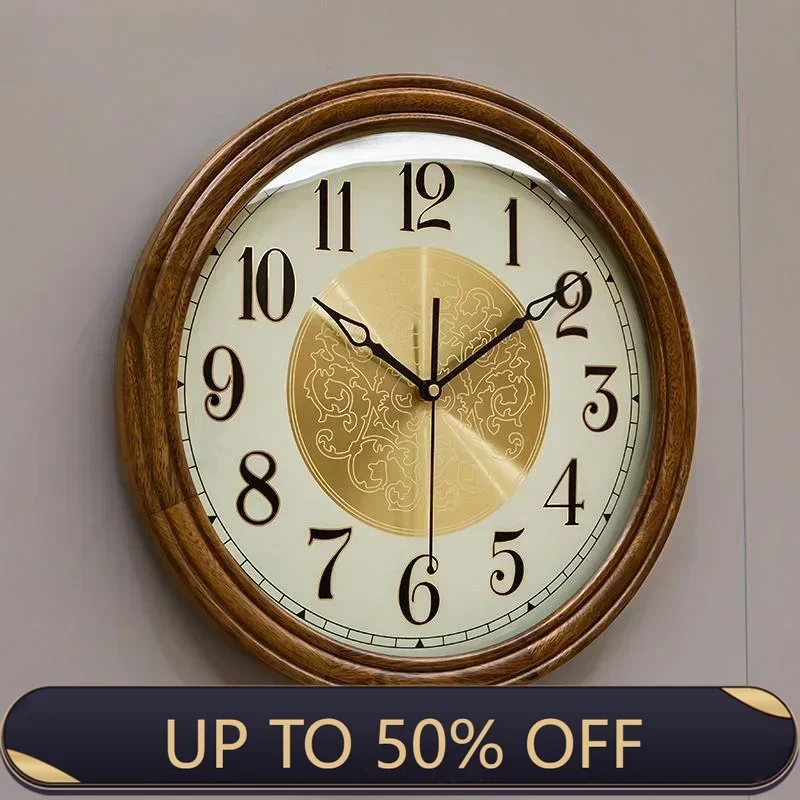 Solid Wood Wall Clock Modern Living Room Large Clock  Aesthetic Watch Silent Creative Home Decoration Accessories Interior