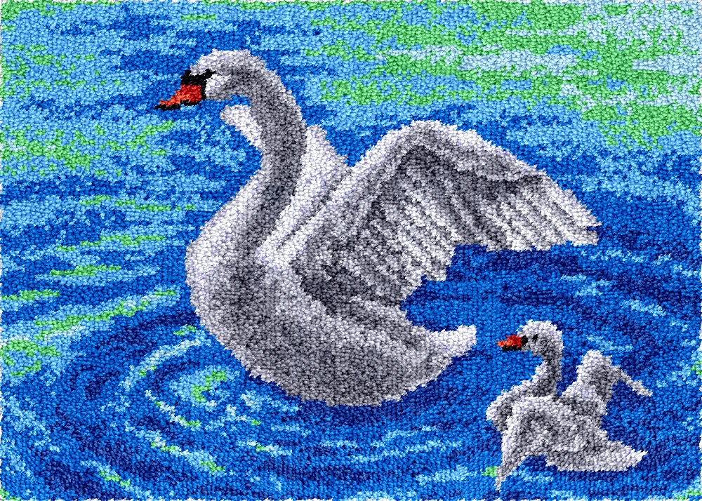 

Swan carpet embroidery set Hobby diy large latch hook kits rugs canvas bag smyrna arts & crafts making tapestry knooppakket